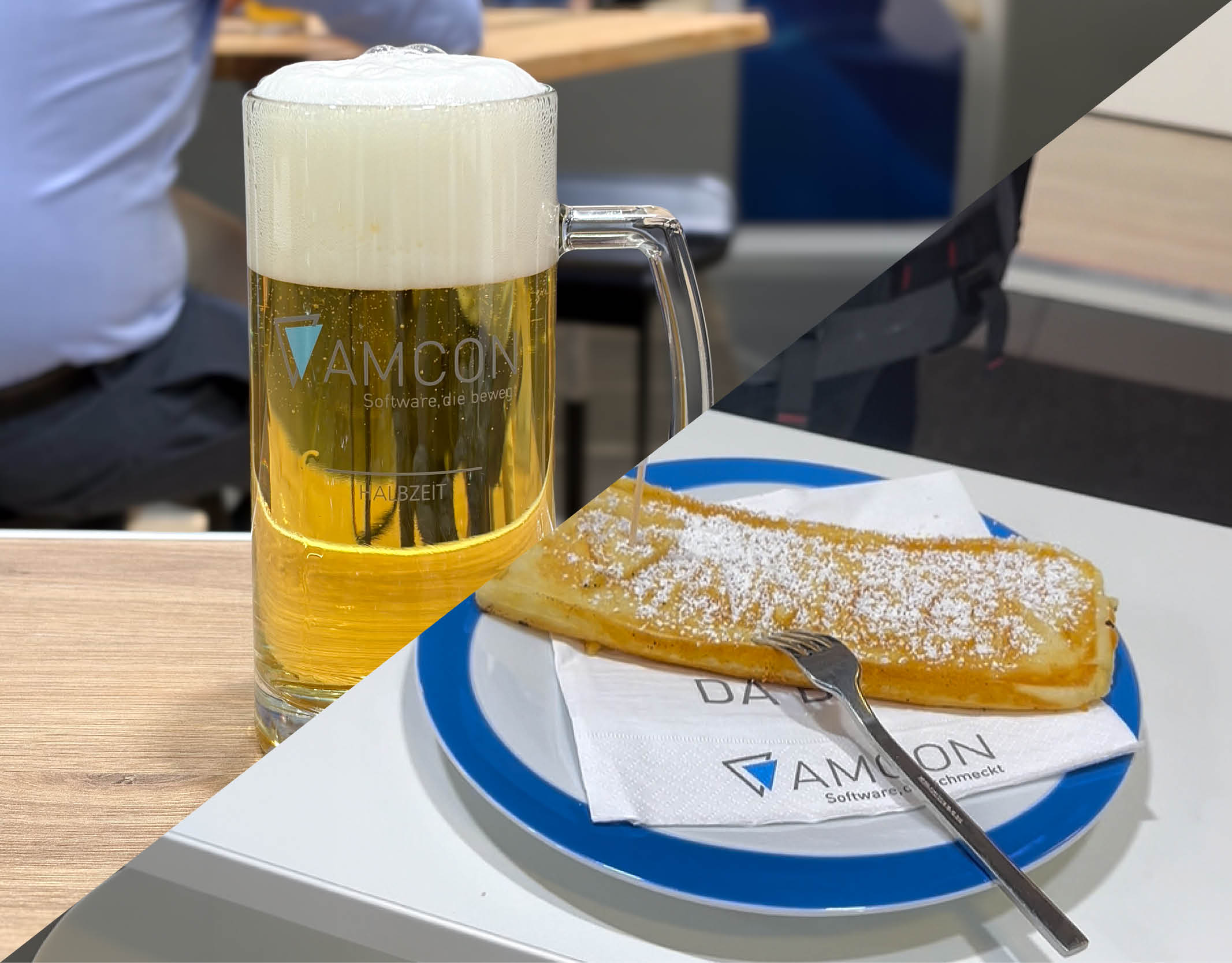 Collage Waffel und Bier